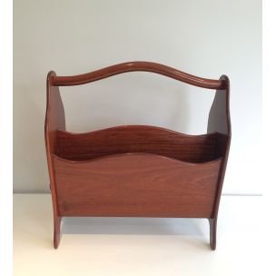 Image 1 of Vintage magazine holder in teak Scandinavian 1970s 