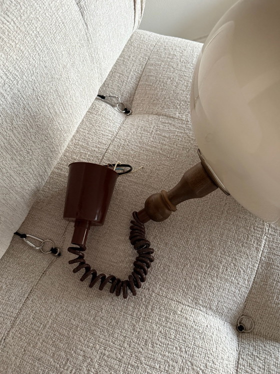 Vintage 70s design pendant lamp – Space Age – Plastic, Wood (photo 11 of 14)