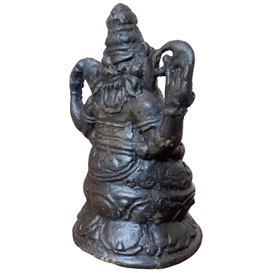 Robusta Statua Antica in Bronzo di Ganesha – Bifacciale – India del Sud – 13.5 cm – Sculture, Bronze (photo 4 of 9)