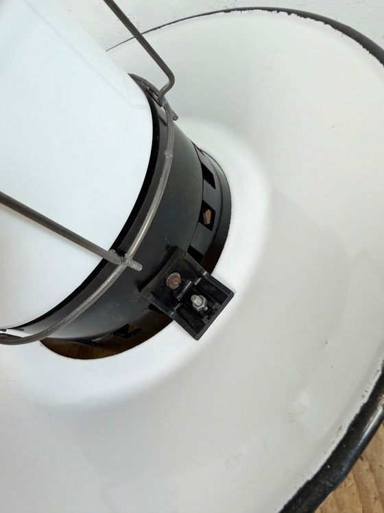 Image 1 of Industrial Grey Enamel Cage Pendant Lamp, 1960s