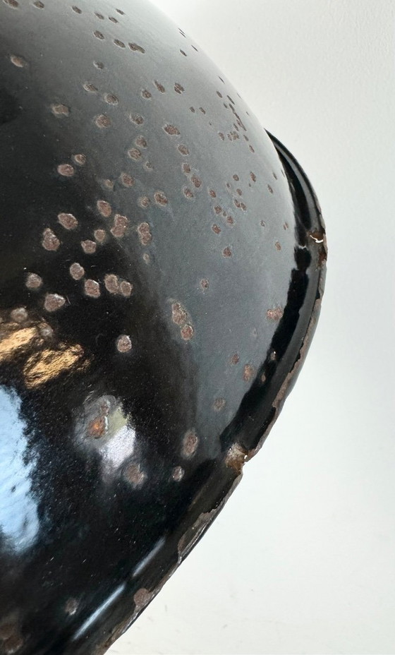 Image 1 of Industrielle Käfig-Pendelleuchte aus schwarzer Emaille und Gusseisen, 1960er Jahre