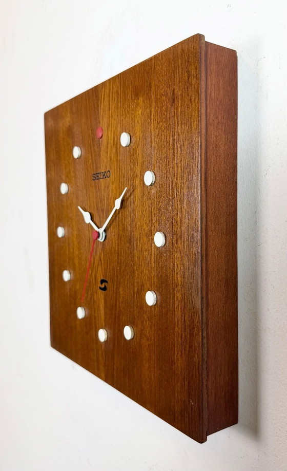 Image 1 of Vintage Brown Wooden Wall Clock from Seiko, 1980s