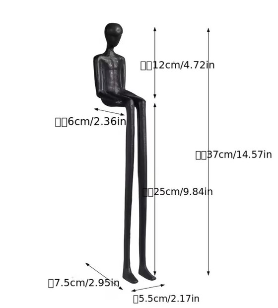 Eisenskulptur nach Giacometti „Sitzender Mann“ aus Gusseisen – Bildhauerei, Cast Iron (photo 4 of 6)