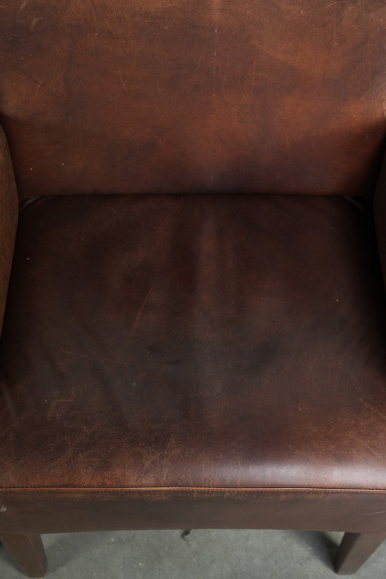 Image 1 of 4 chaises de salle à manger/d'appoint magnifiquement finies avec accoudoirs en cuir de vachette