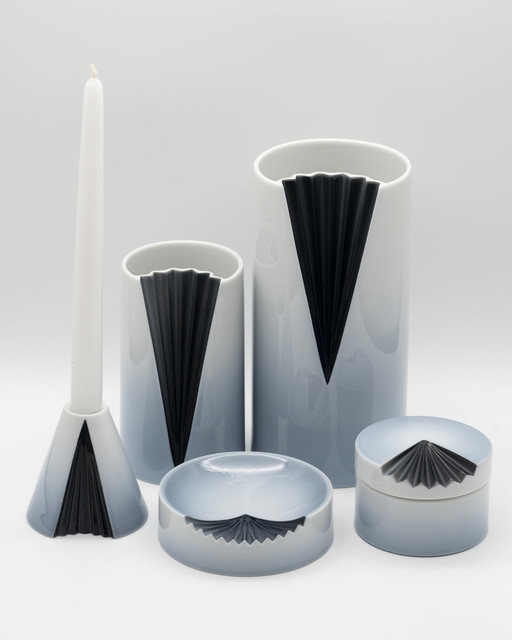 Exquisite Rosenthal Studio Line Plissée Ambrogio Pozzi Porcelain Vase Set ×5