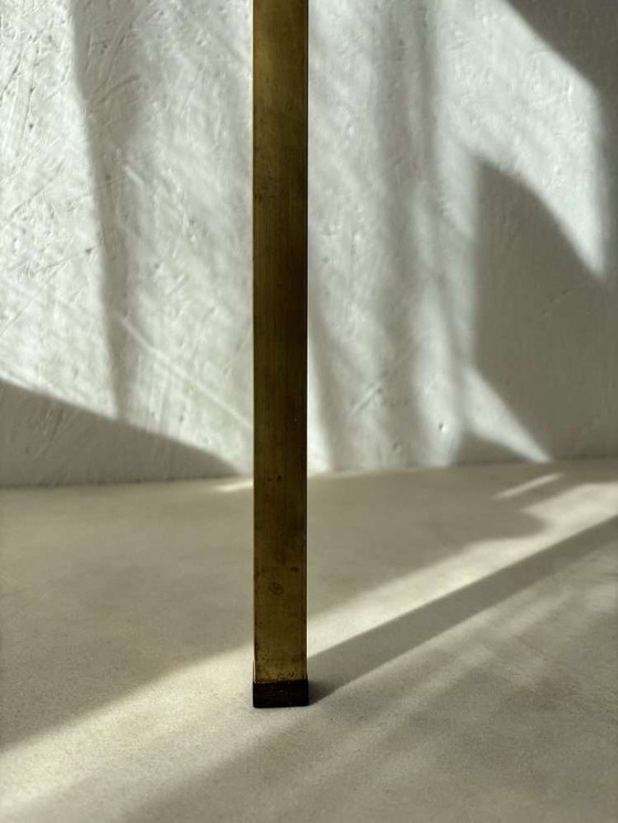 Image 1 of Table basse suédoise en laiton avec plateau en verre marbré, années 1960