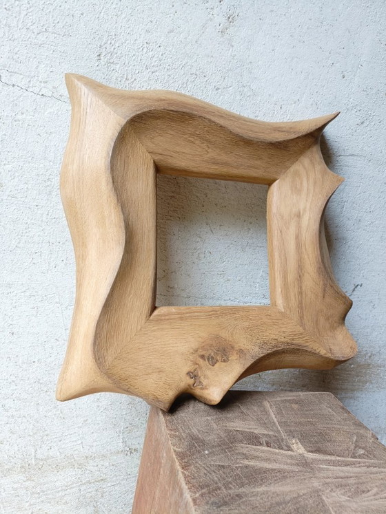 Marco/espejo de roble tallado, forma orgánica – retroDom, Wood (photo 3 of 5)