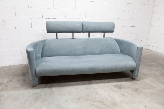 Image 1 of "Negresco" Sofa, designed by Bernard Massot for Neology France, in moiré velvet