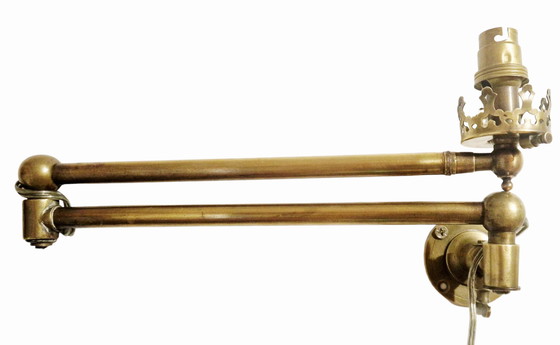 Image 1 of Applique articolata - Ottone dorato e vetro stampato - Stile Art Nouveau