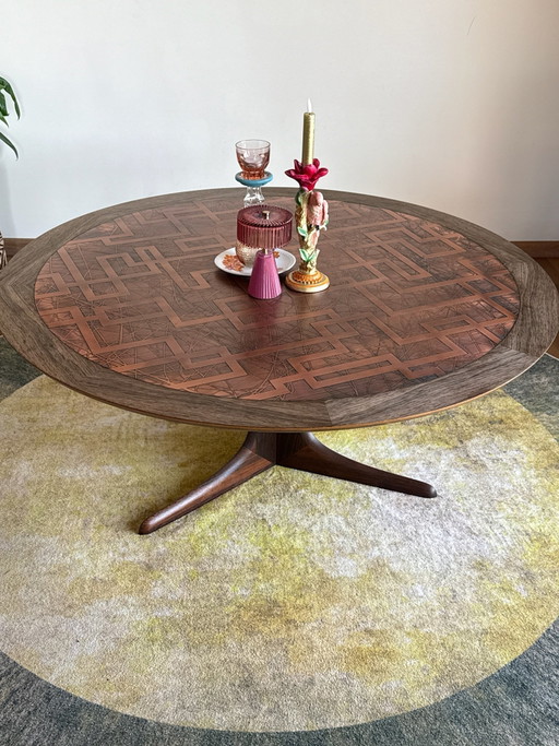 Vintage Couchtisch aus Kupfer mit Säureätzung im Stil von Heinz Lilienthal.