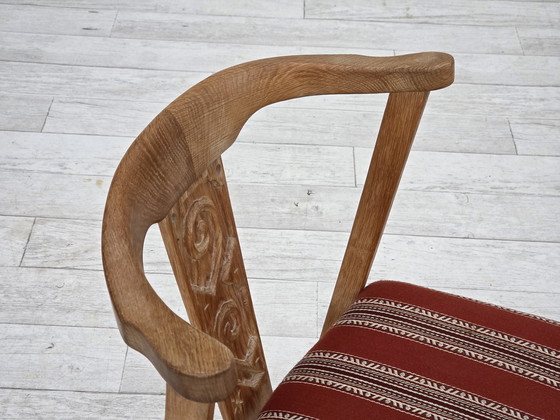 Image 1 of 1960s Pair of Danish Dining Chairs, Solid Oak Wood, Furniture Wool