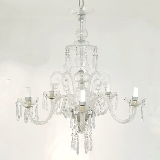 Bohemian Cut Lead Crystal Chandelier, 1930s