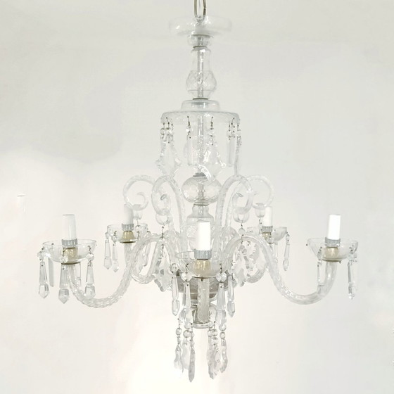 Image 1 of Bohemian Cut Lead Crystal Chandelier, 1930s