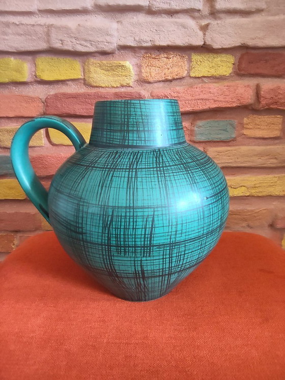 Image 1 of Carstens Tönnieshof handle vase 698-23 green with black stripes