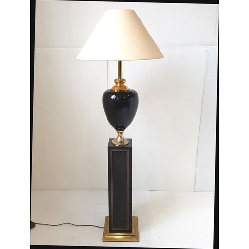 Vintage vloerlamp van Maison Le Dauphin in zwart staal 1970