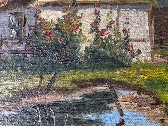 Vintage Farmhouse Landscape Oil Painting – Paintings & Drawings, Canvas (photo 9 of 11)