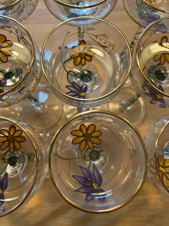 Set di 12 bicchieri da liquore Paul Nagel serie Tiffany dipinti a mano vintage – Bicchieri e caraffe, Glass (photo 13 of 16)