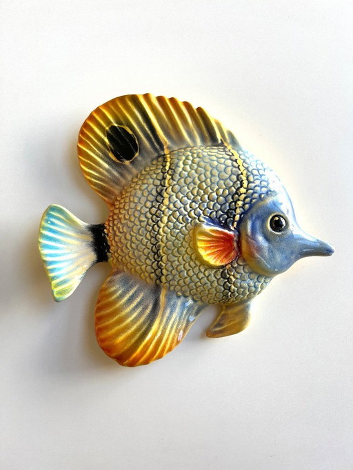 17cm ceramic Fish, poss. Caltagirone, Sicily. 1980's. Stamped.
