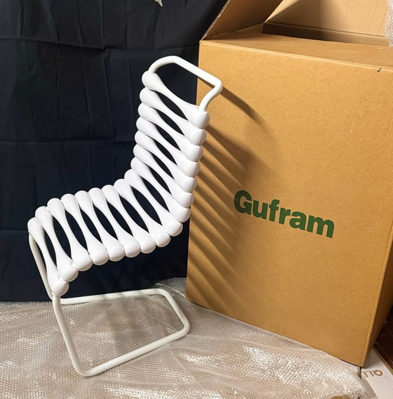 Complete set 4 Bounce Gufram White G15101 stoelen, Eetkamerstoelen, Kunststof, Wit (foto 5 van 15)