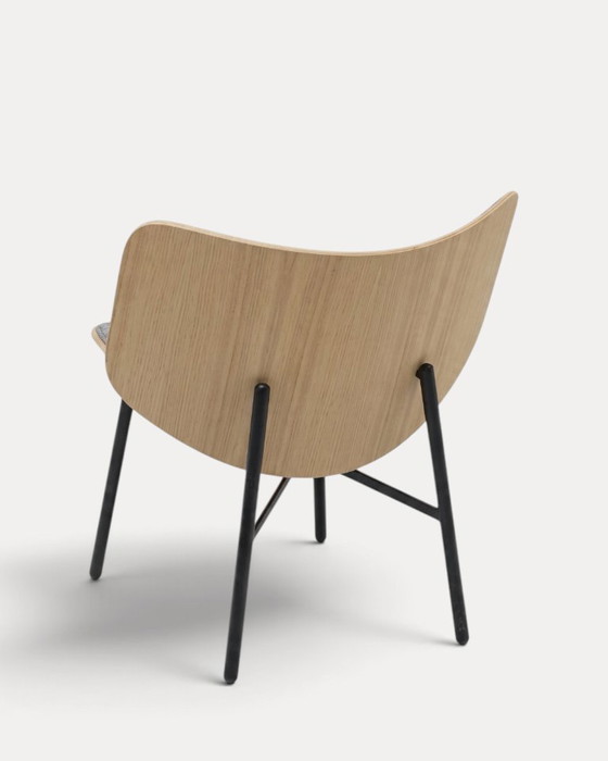 HAY Dapper fauteuil, grijs, hout, zwarte poten, Kuipstoelen, Textiel, Modern (foto 3 van 5)