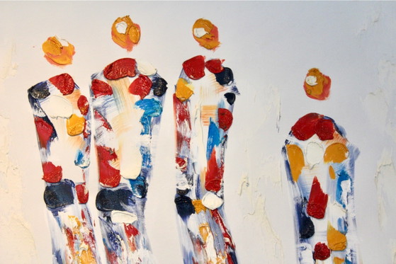 Together set of Paintings hand-signed, Oil on Canvas by Calaro, Paintings & Drawings, Black (photo 3 of 10)