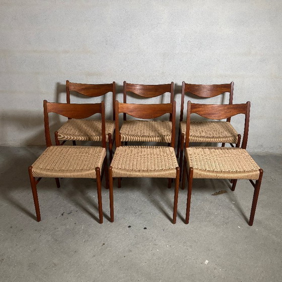 Image 1 of 6x GS60 Teakstühle von Arne Wahl Iversen papercord
