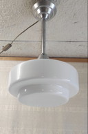 Lámpara colgante estilo Bauhaus, globo opalino XL - años 30/40
