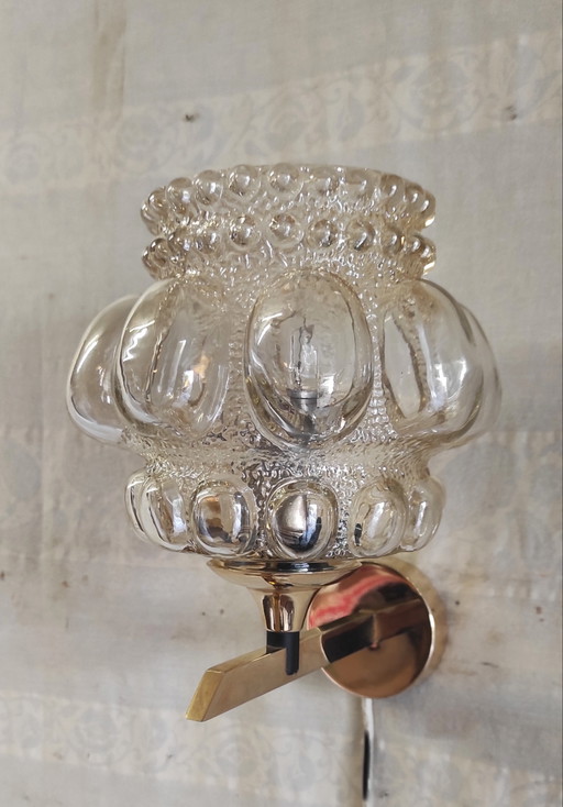 Apliques de pared de latón dorado y cristal, de Helena Tynell - década de 1970 – wandlampen, Glass (photo 2 of 10)