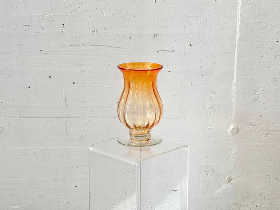 Image 1 of Jarrón de cristal de Murano en color ámbar anaranjado, Italia, década de 1960.