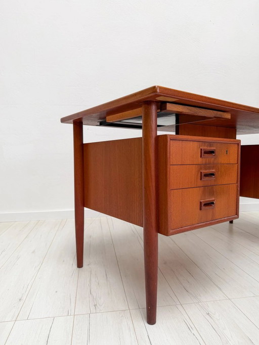 Vintage Danish Teak Executive Desk, Mid-Century Modern Writing Desk, 1960s