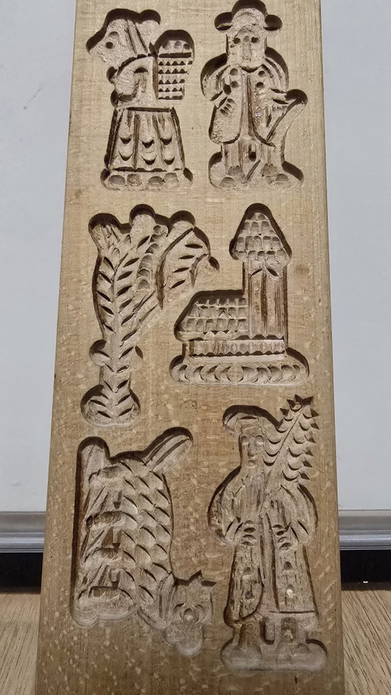 Vintage dubbelzijdige houten Speculaas koekjesvorm 33x11x2cm – Decoratieve objecten, Wood (photo 8 of 10)