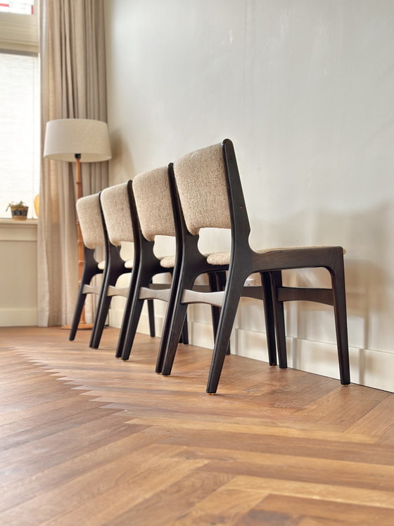Image 1 of Set 4 vintage stoelen Erik Buch Deens Design jaren 50/60/70