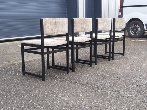 Image 1 of Brutalistische Esszimmerstuhl Stil De Coene Belgien 1970er Jahre, Satz von 4