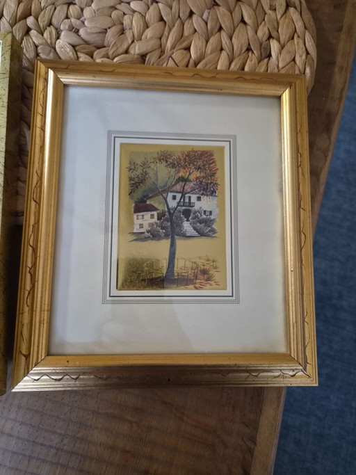 Juego de 2 litografías de arte nobles sobre lámina de oro 960 – r. r. certificadas (ej. Innocenzo Melani)