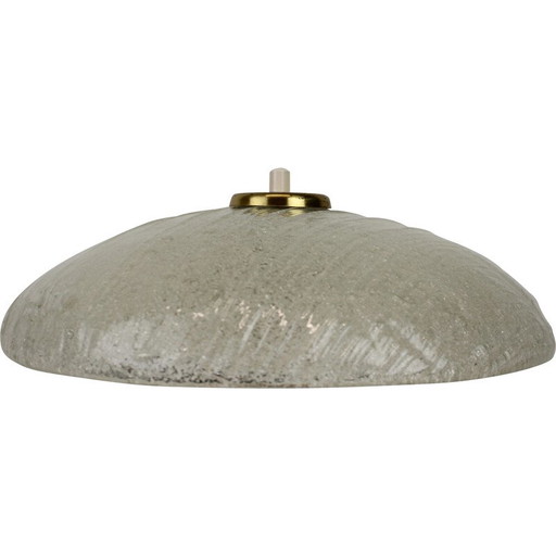 Vintage brass and glass ceiling lamp, Czechoslovakia 1970s