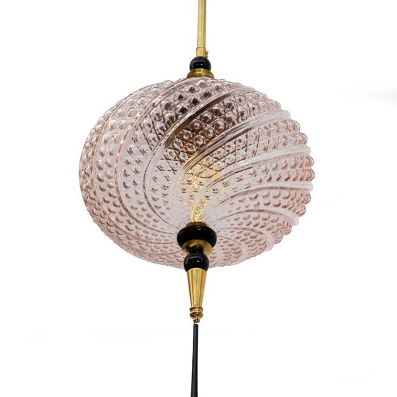 Image 1 of Lampada a sospensione in vetro soffiato di Murano e ottone