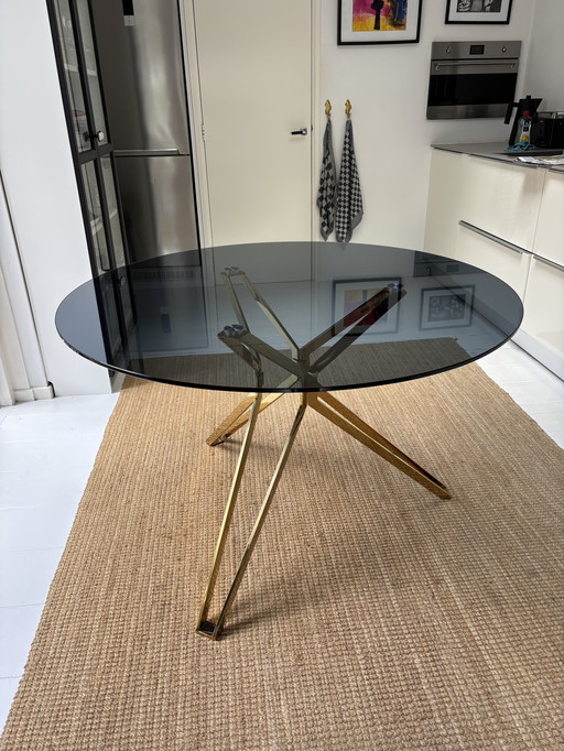 Polspotten dining table 'Round Gold and Glass'
