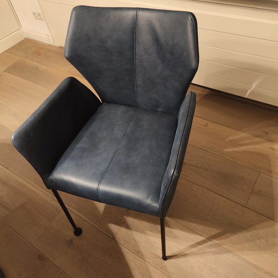 Image 1 of Sandstone tafel met lederen stoelen Kruit&Kramer