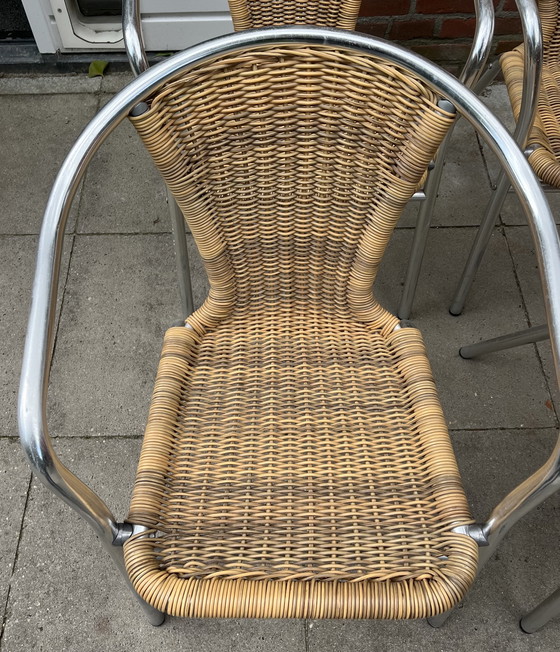 Image 1 of Set di 4 sedie in alluminio rattan