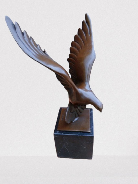 Bronze dove sculpture on marble pedestal, Brown, Klassiek (photo 6 of 6)