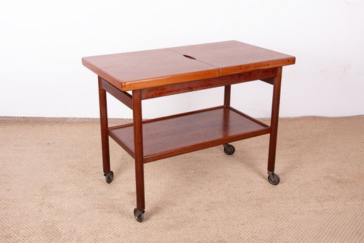 Tavolo su ruote, Carrelli bar, Danese estensibile a due livelli, in teak 1960 di Kurt Ostervig per Jason Mobler 1960.