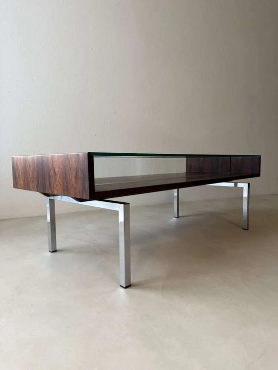 Image 1 of Tavolino da caffè vintage Topform in vetro, acciaio inossidabile e palissandro, anni '60