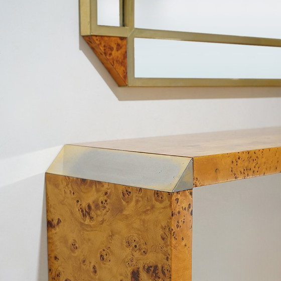 Image 1 of Console table with mirror in briar root by Mario Falcone for Fratelli Turri, 1970s
