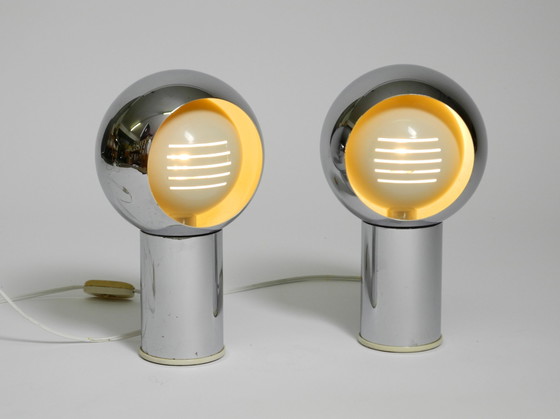 Image 1 of Paar schöne große Mid Century Space Age Chrom Tischlampen - Made in Italy