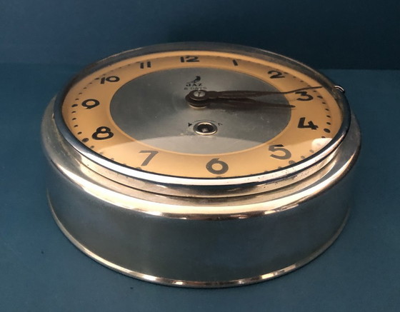 Image 1 of Vintage JAZ “TAMPIC” wandklok – Frans design uit de jaren 50 (mid-century) – Mechanisch uurwerk met 8 dagen gangreserve