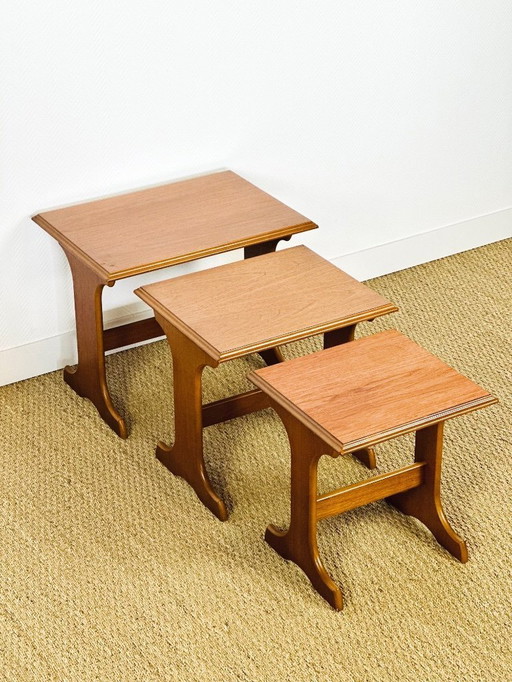 Set of 3 Scandinavian nesting coffee tables in teak, 1960