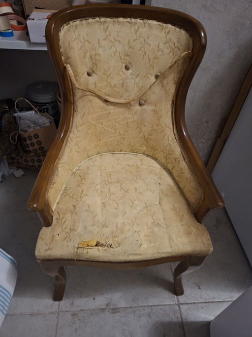 Klassieke Mid-Century Edelhouten Slaapkamerstoel (Voor restauratie / Upcycling)