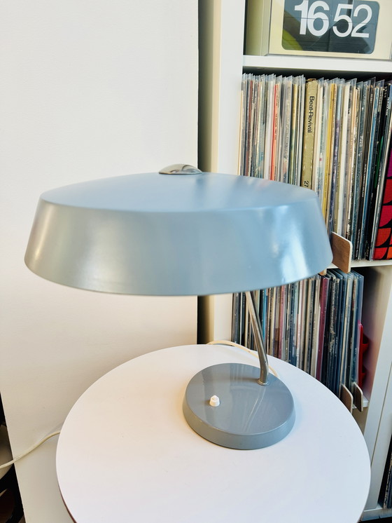 Image 1 of Bauhaus Table Lamp by VEB NARVA Lengefeld – Vintage 1960s Adjustable UFO Desk Light, West Germany Mid-Century Modern Lamp