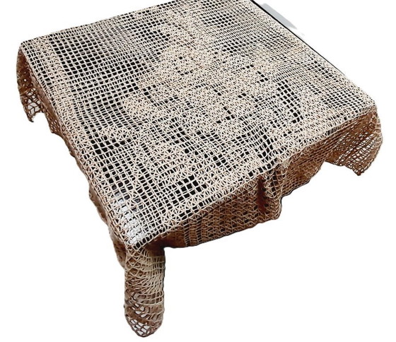 Image 1 of Grande nappe vintage crochetée à la main 177x82 cm