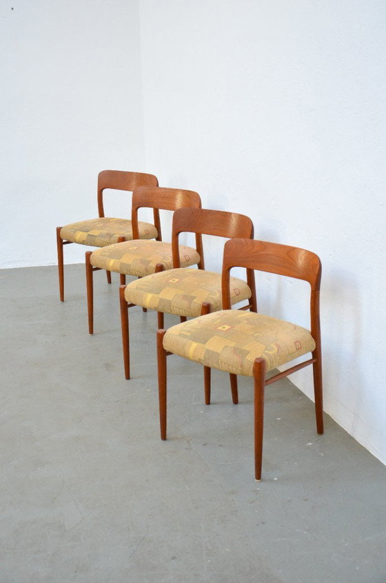 Image 1 of 4x Stoel Model 75 Niels Møller Teak Deense Midcentury Niels Möller